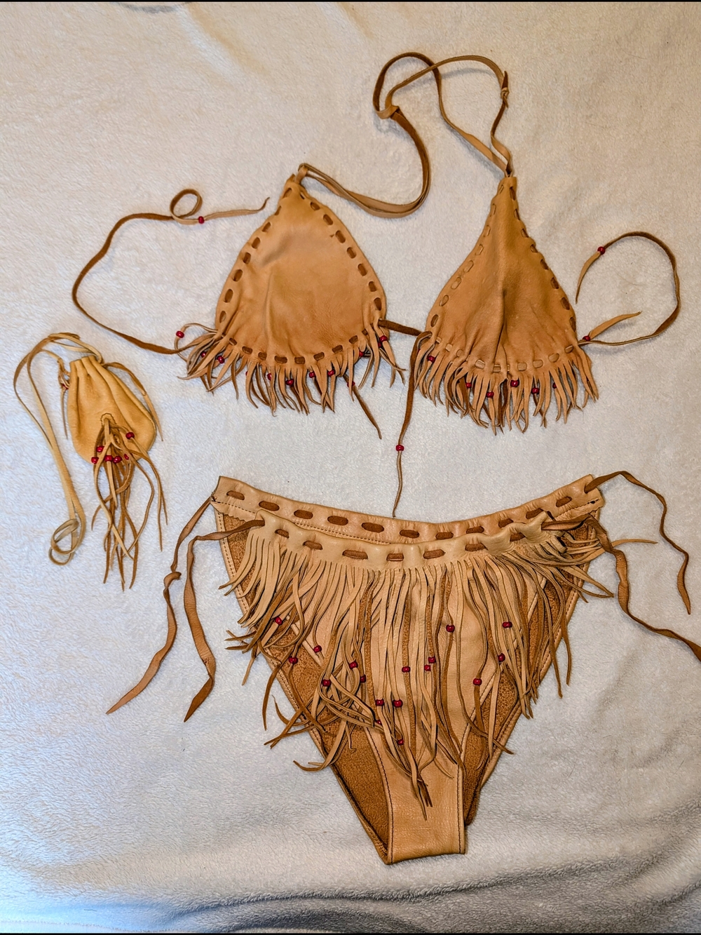 Vintage 1986 Women’s soft Leather 4 piece Bikini Set.